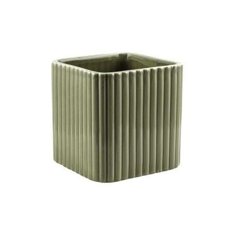 CUBO RIGATO CERAMICA VERDE H.11.5